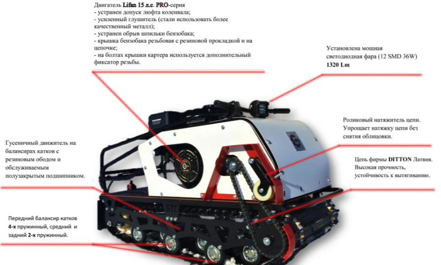Мотобуксировщик БТС «STANDART PRO» 500/15 э/зап. LIFAN PRO(216 Ватт) в Сергиевом Посаде Мотобуксировщик БТС «STANDART PRO» 500/15 э/зап. LIFAN PRO(216 Ватт) в Сергиевом Посаде