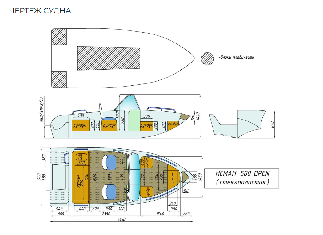 Стеклопластиковый катер Neman-500 Open в Сергиевом Посаде