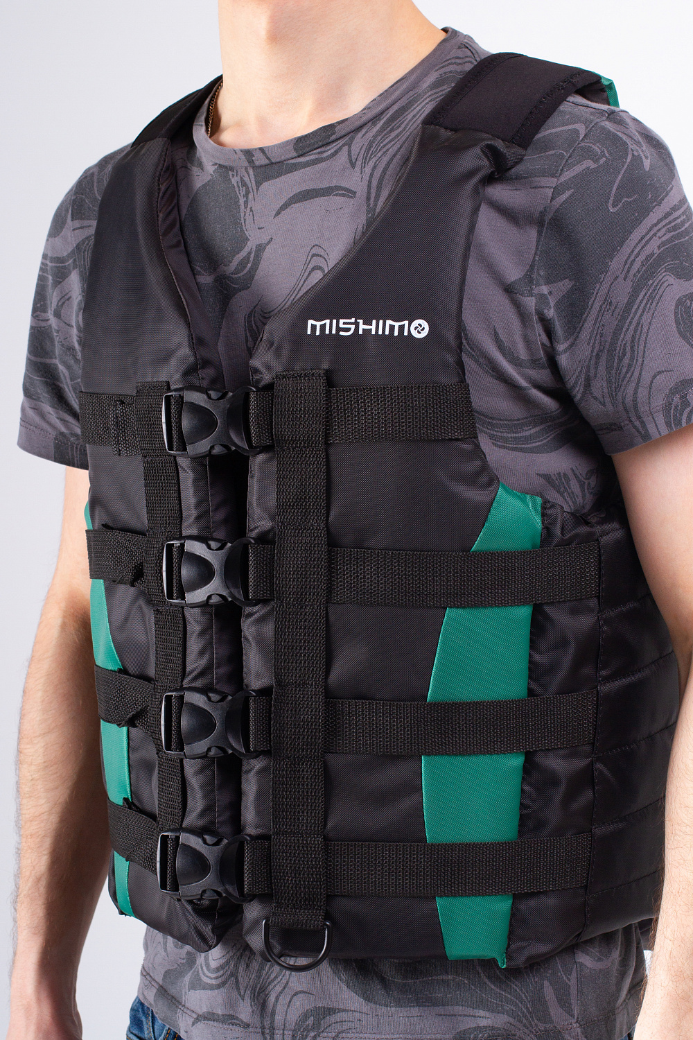 Жилет спасательный MISHIMO PRO Премиум качества Черно-зеленый в Сергиевом Посаде